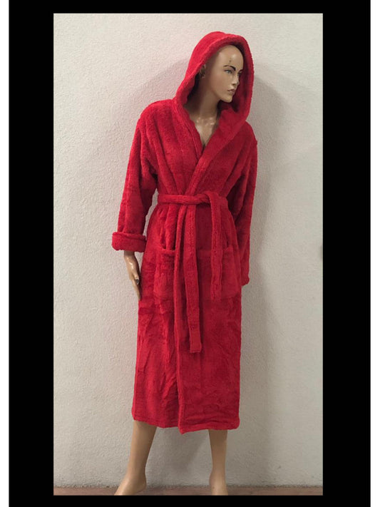 Жіночий однотонний м'який халат (з капюшоном)