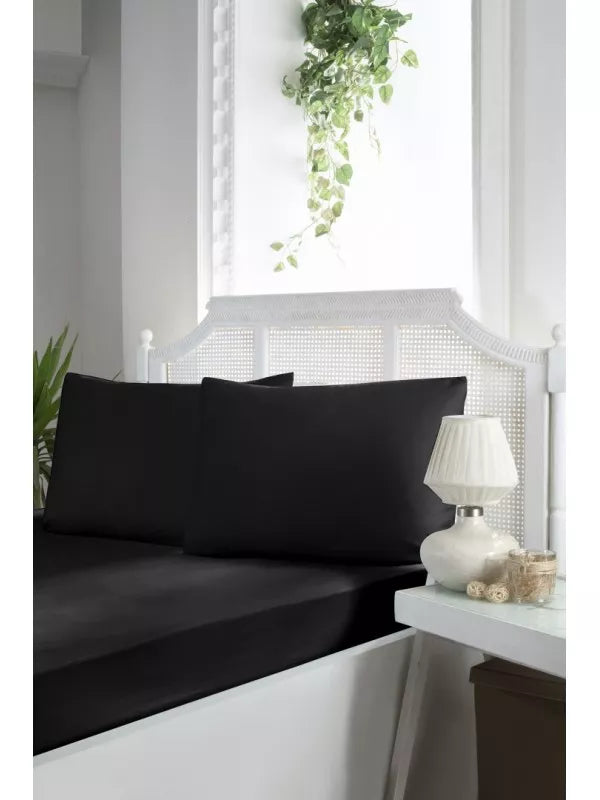 Простирадло з сатину на резинці «Чорна» :: First Choice