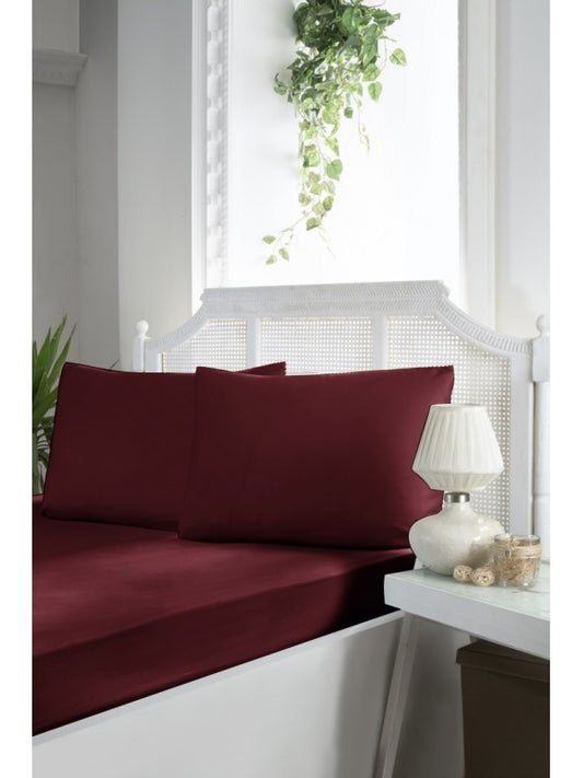 Простирадло з сатину на резинці «Темно-червона» :: First Choice