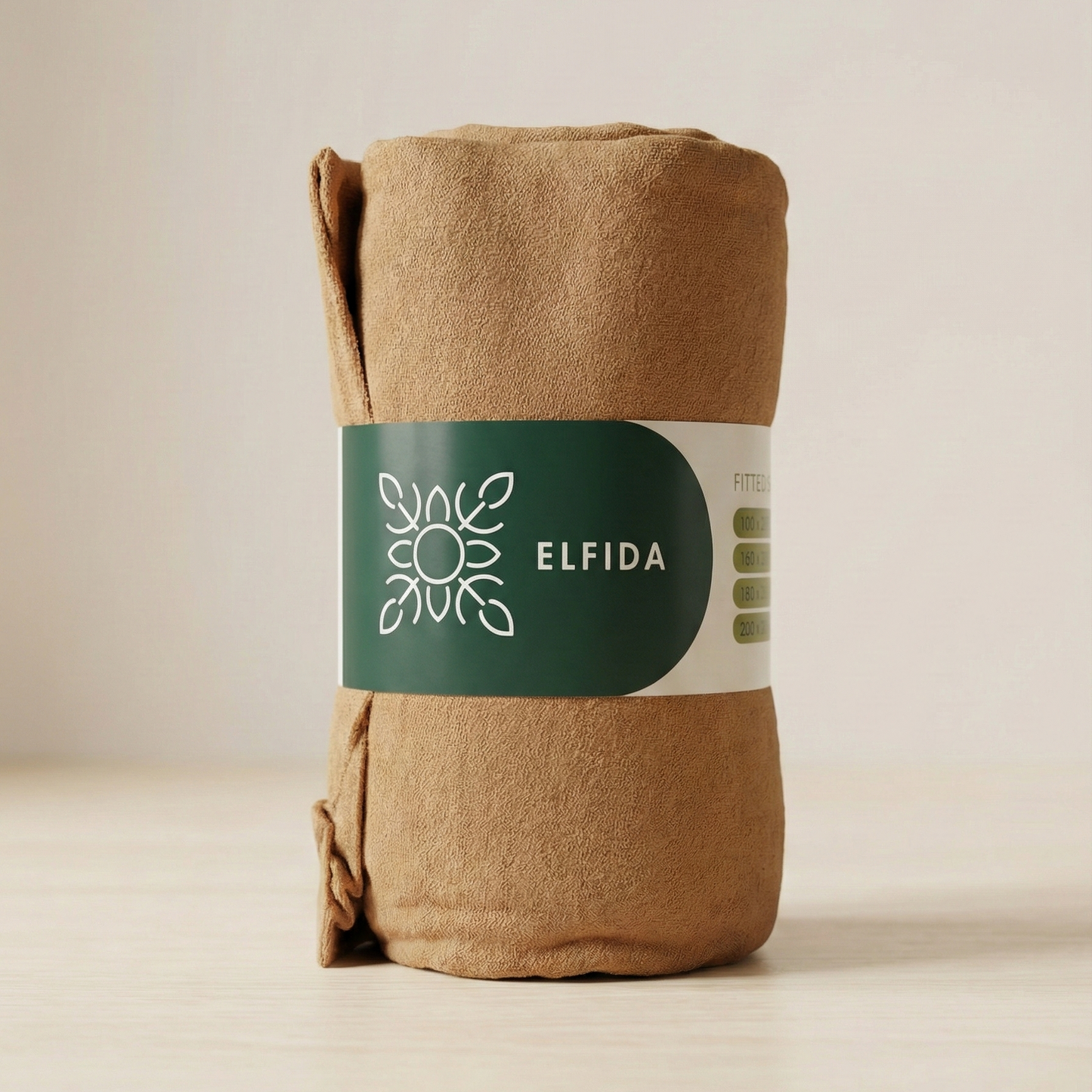 Простирадло на резинці з гумкою, махрова тканина, Alber "Світло-коричневий"