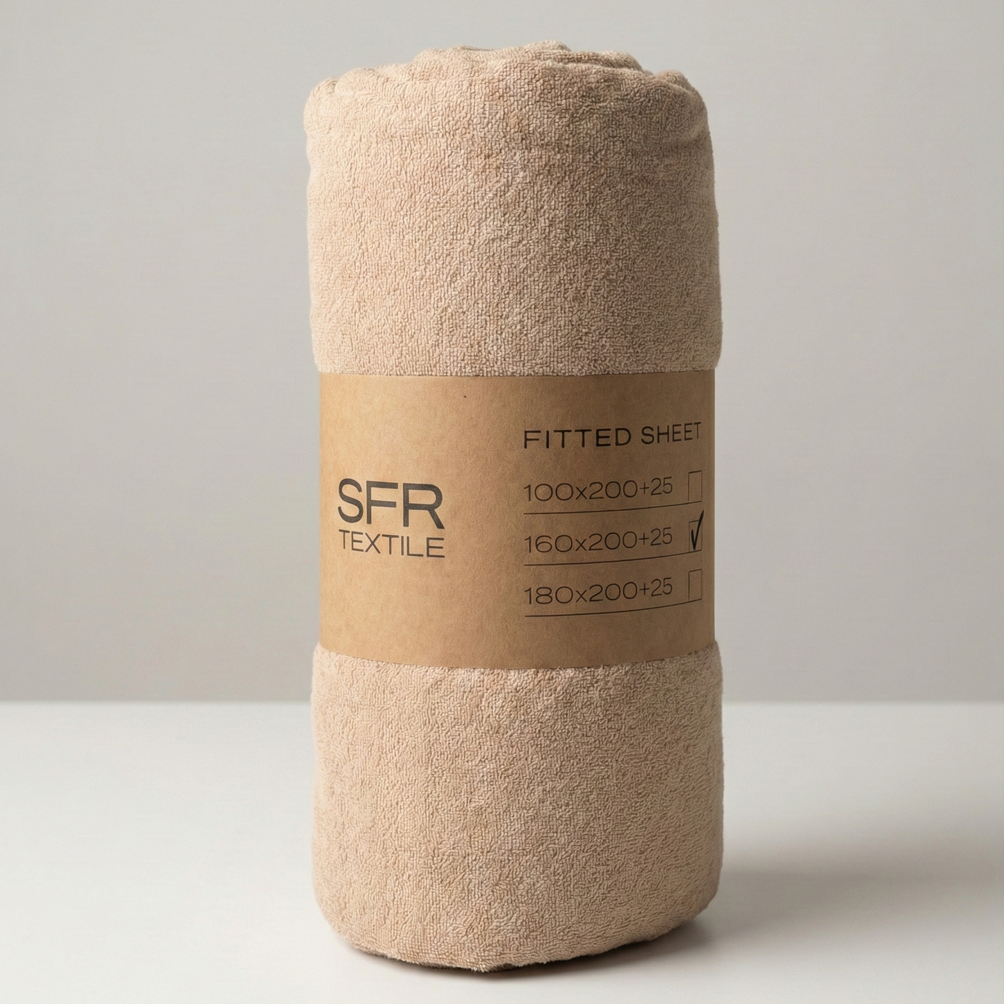 Простирадло на резинці з гумкою, махрова тканина, Alber «Бежевий»