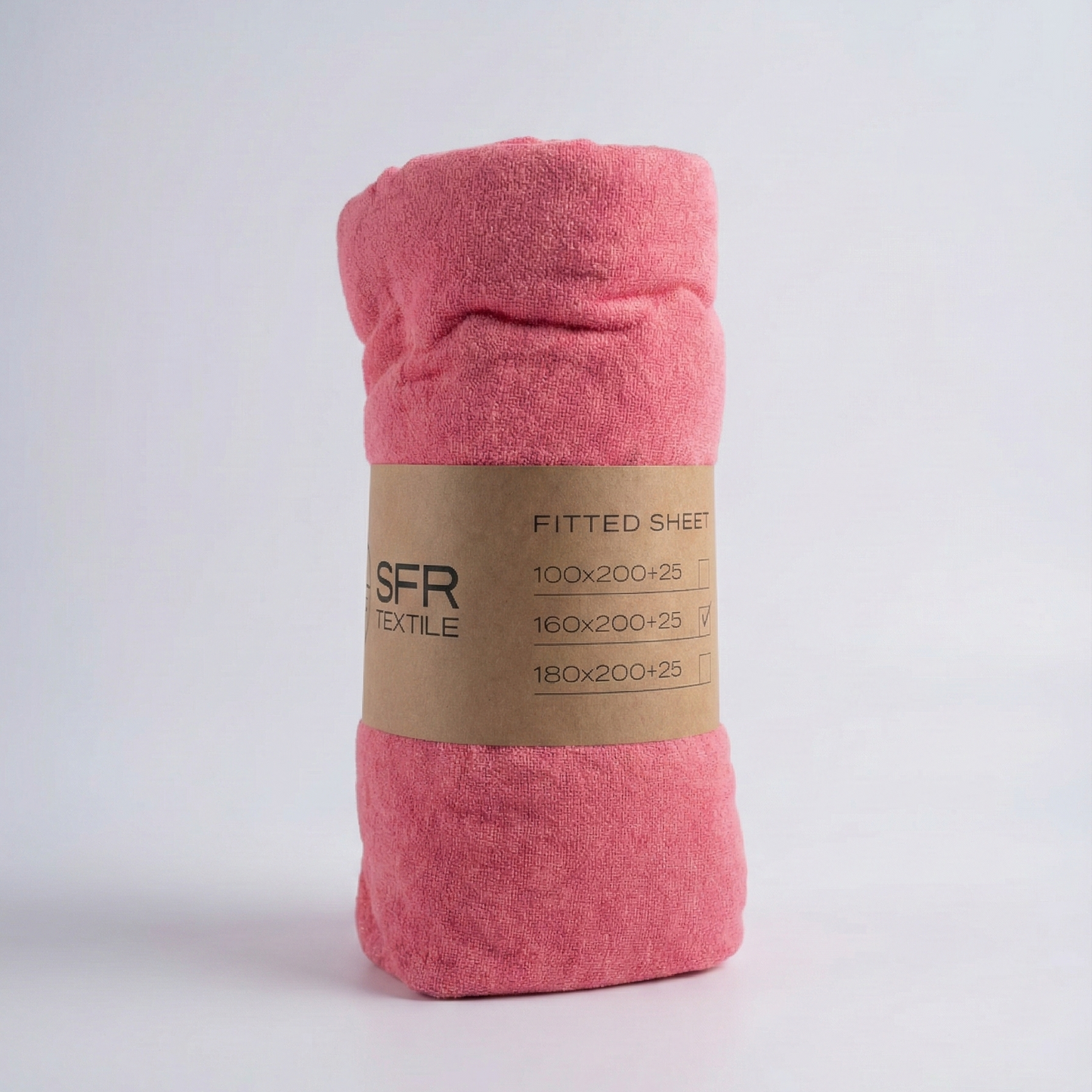 Простирадло на резинці з гумкою, махрова тканина, Alber «Рожевий»