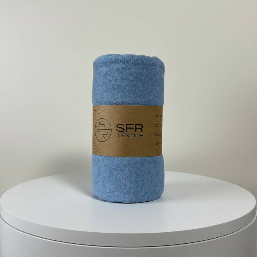 Простирадло на резинці з гумкою, махрова тканина, Alber «Синій»