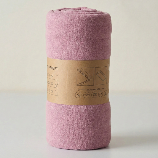 Простирадло на резинці з гумкою, махрова тканина, Alber «Пудра»