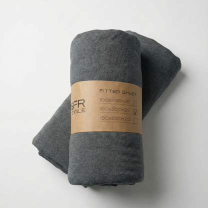 Простирадло на резинці з гумкою, махрова тканина, Alber "Anthracite"