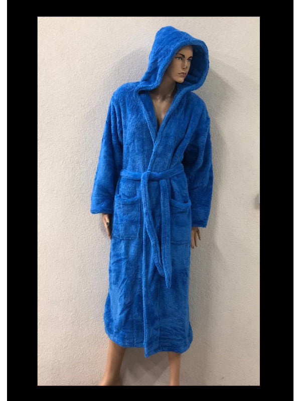 Women's plain Soft robe (with hood)