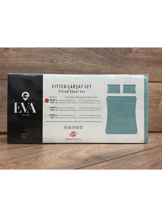 Простирадло EVA «Зелено-синє» з еластичною стрічкою