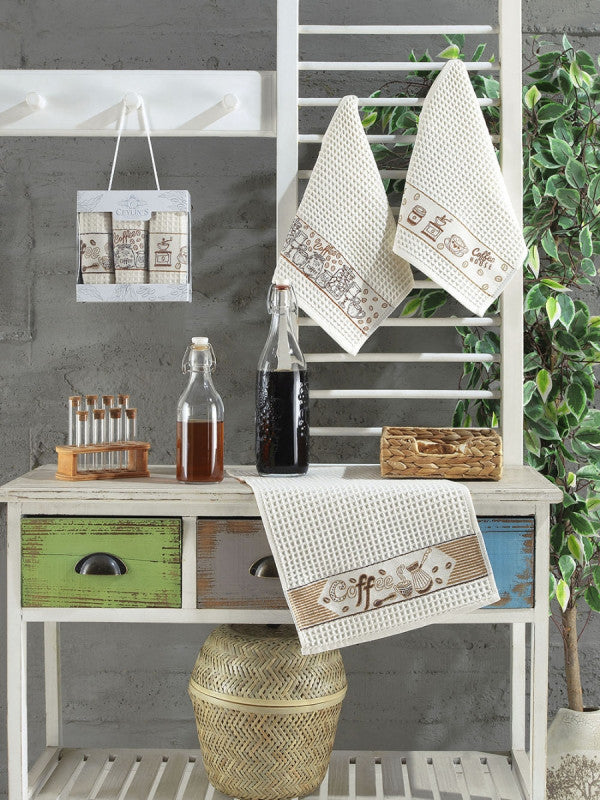 Набір кухонних рушників «Панорама» вафельний 6-ка :: Vianna