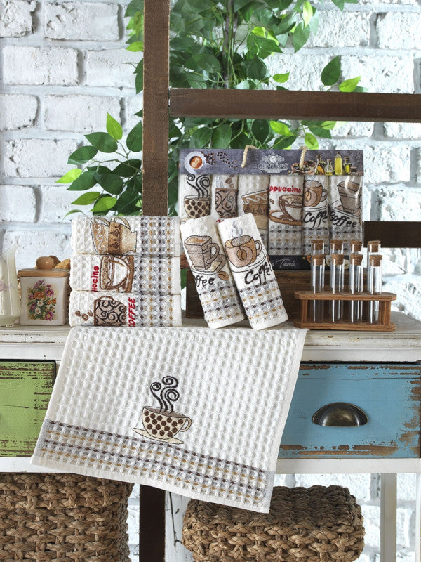 Набір кухонних рушників «Панорама» вафельний 6-ка :: Vianna