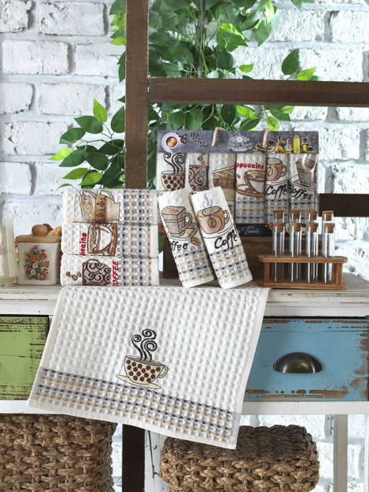 Набір кухонних рушників «Панорама» вафельний 6-ка :: Vianna