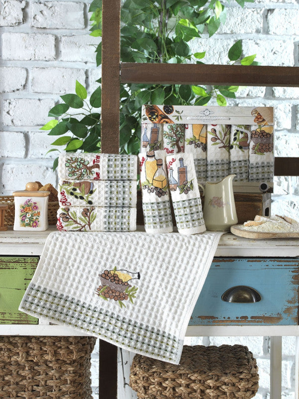 Набір кухонних рушників «Панорама» вафельний 6-ка :: Vianna